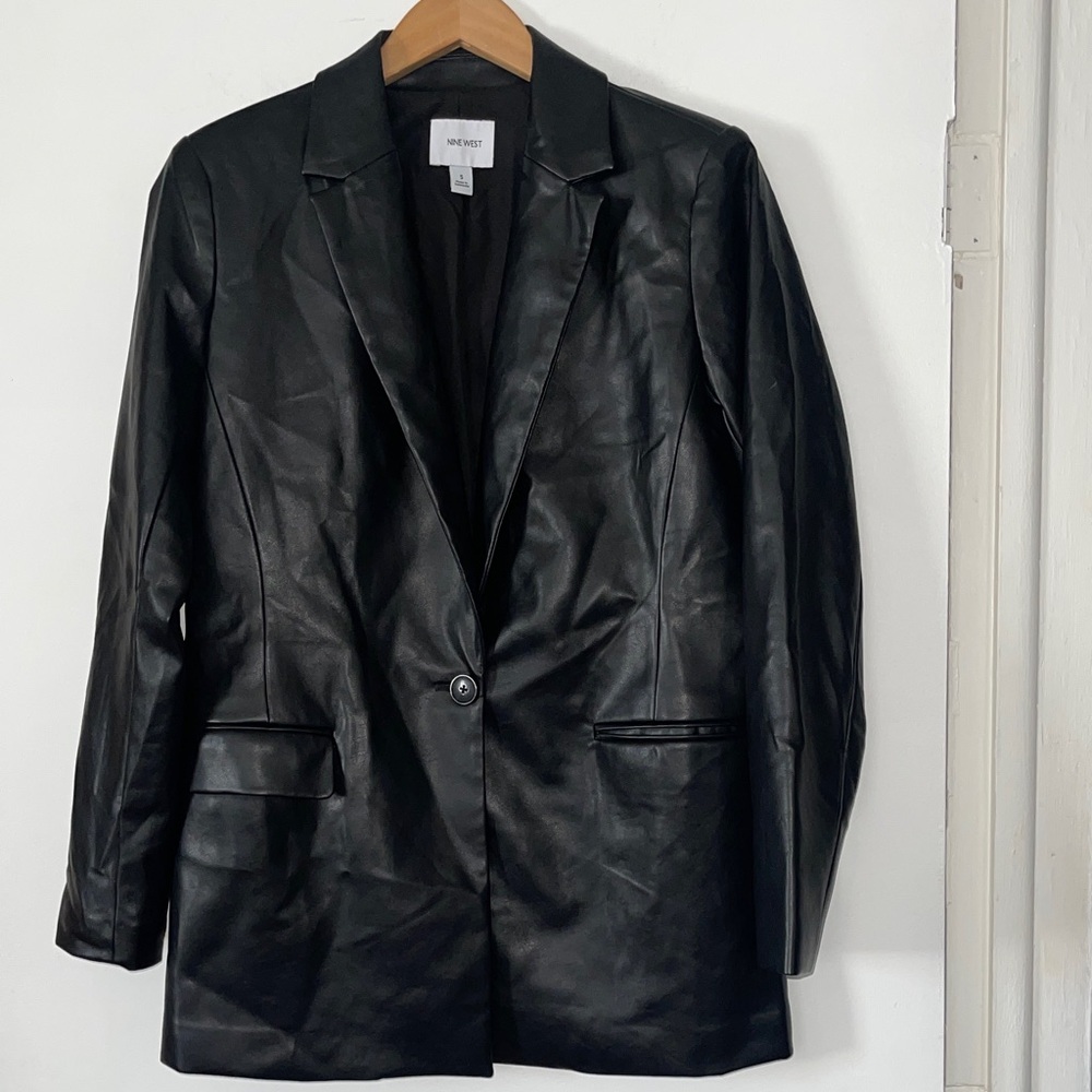 Nine West Women's Faux Leather Jacket Black small